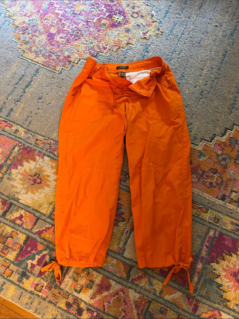 Ralph Lauren  orange woman cargo cotton pants, size 12, nice!!